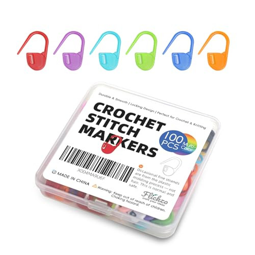Flickzo 100Pcs Crochet Stitch Markers By Flickzo Locking Stitch Markers With Storage Case Plastic Safety Pins For Knitting and Crochet Colorful Yarn Accessories For Crochet Tools and Supplies
