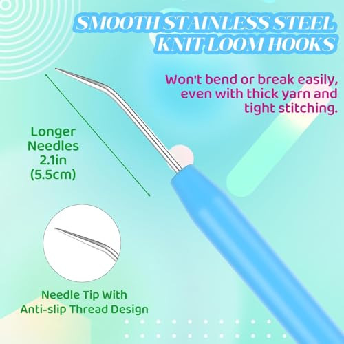 Asofelk 9Pcs Knitting Loom Hooks And Needles Set 3 Pack Ergonomic Knit Pickers With 6 Plastic LargeEye Yarn Needles Professional Loom Weaving and Diy Crafting Tools