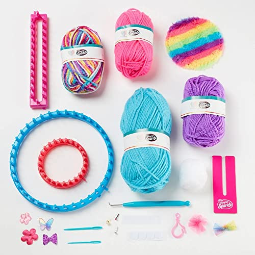 CraZArt Shimmer N Sparkle 3In1 Ultimate Knitting Station Design And Knit Texting Gloves Hats Ear Bud Purse And So Much More Great For Ages 8 And Up