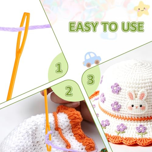 Phinus 359Pcs Crochet Accessories Kit 7 Color Knitting Locking Stitch Markers With 9 Yarn Needles Stitch Markers For Crocheting Plastic Safety Pins For Diy and Craft Sewing