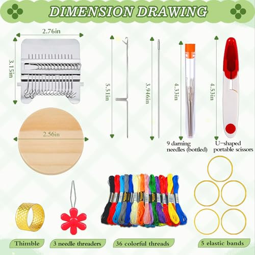 Jeyermier Patchmaker 20 Kit Portable Patch Darning Kit For Beginners Speedweve Darning Loom To Repair Holes On Socks Clothes and Jeans Knit Patch Repair Tool For Quickly Sewing Repair 14 Hooks