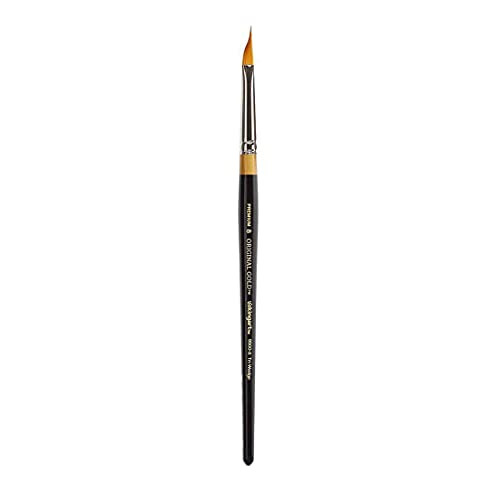 Kingart Premium Original Gold 99008 Miracle Wedge Tri Brush Series Artist Brush Golden Taklon Synthetic Hair Short Handle For Acrylic Watercolor Oil And Gouache Painting Size 8