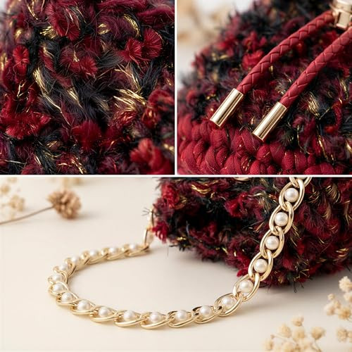 Nytale Beginner Crochet Kit For Adults Midnight Rose Mini Bucket Bag Diy Knitting Starter Pack With Luxury Velvet Yarn Pearl Chain and StepByStep Video Tutorials Beginner Friendly