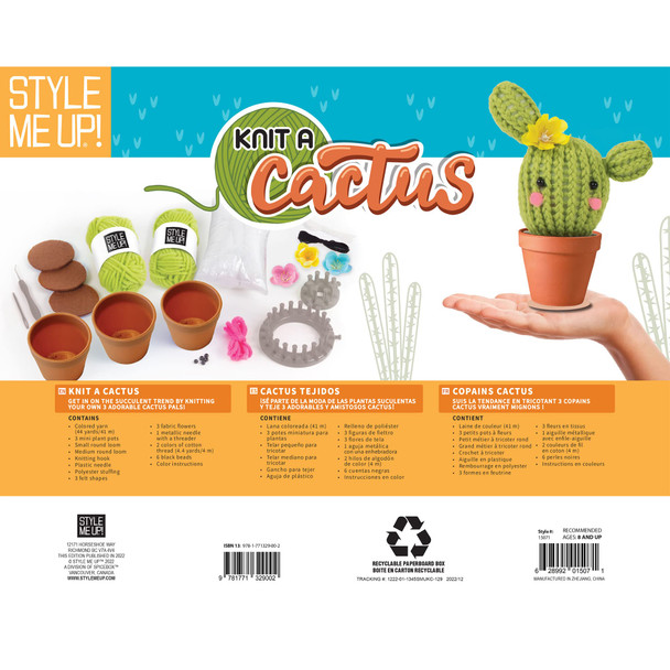 Spicebox Style Me Up Knit A Cactus Fun Kids Knitting Project Designed For Beginners Diy Kit Helps Aid The Development Of Loom Knitting Skills For Ages 8 And Up