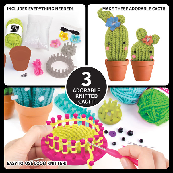 Spicebox Style Me Up Knit A Cactus Fun Kids Knitting Project Designed For Beginners Diy Kit Helps Aid The Development Of Loom Knitting Skills For Ages 8 And Up