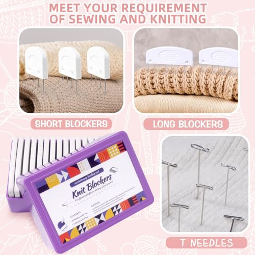 Uotey Knit Blocking Pins Kit 20Pcs Knit Blockers Combs Pins 110 TPins For Blocking Knitting Crochet Needlework Projects Knitting Block Pins Tool For Blocking Mats