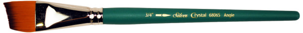 Silver Brush Limited 6806S034 Crystal Golden Synthetic Filament Short Handle Brush With Brown Tip And Nickel Plated Brass Ferrules Angle 3/4Inch
