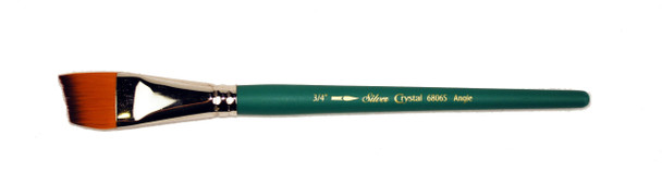 Silver Brush Limited 6806S034 Crystal Golden Synthetic Filament Short Handle Brush With Brown Tip And Nickel Plated Brass Ferrules Angle 3/4Inch