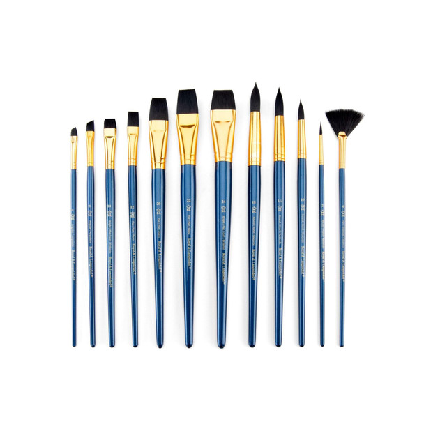Royal and Langnickel 9300 Series 10760Zip N Close 12Piece Black Taklon Brush Set 1 Rset9301