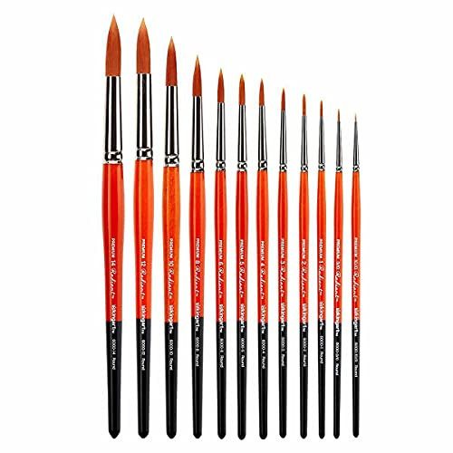 Kingart 1080D Premium Radiant Series Golden Synthetic Brushes For Acrylic Oil And Watercolor Set Of 12