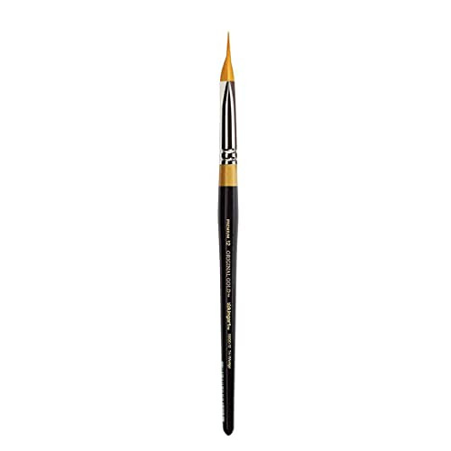 Kingart Premium Original Gold 990012 Miracle Wedge Tri Brush Series Artist Brush Golden Taklon Synthetic Hair Short Handle For Acrylic Watercolor Oil And Gouache Painting Size 12