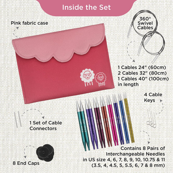 Knitpro Zing Deluxe Interchangeable Needle Set 5 13Cm 8 Us Sizes 4 To 11