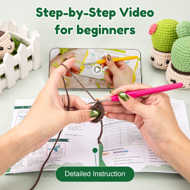 Karsspor Karspor Crochet Beginner Kit Beginner Crochet Starter Kit For Adult Crochets Set 6 Pcs Crocheting Succulents StepByStep Instructions and Video Tutorials Learn To Knitting Kits For Adults Beginner