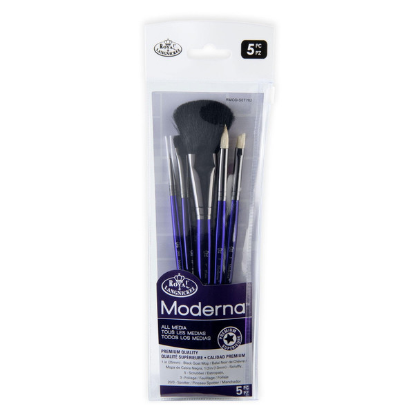 Royal and Langnickel Moderna Angular Brush Set For All Painting Mediums 5Pc
