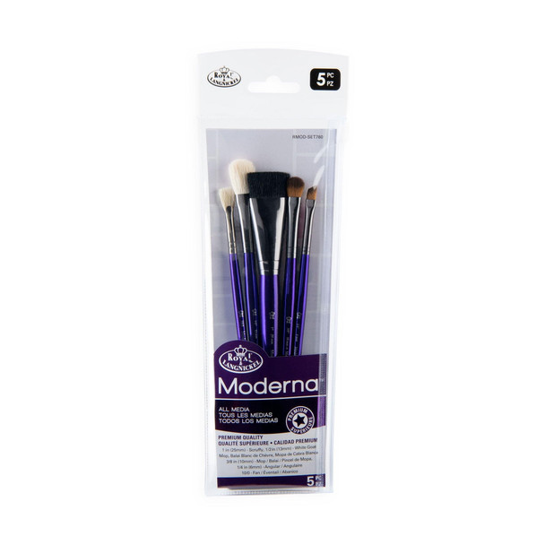 Royal and Langnickel Moderna Angular Brush Set For All Painting Mediums 5Pc