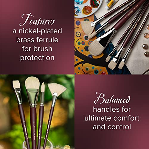 Silver Brush Limited 11014 Silverstone Excellent Long Handle Hog Bristle Brush Flat Size 4