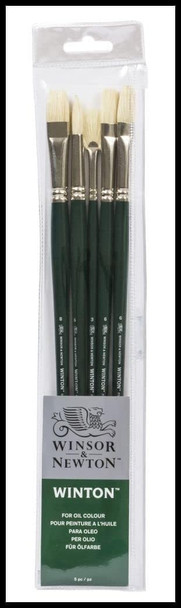 Winsor and Newton Winton Long Handle Brush 3 Pack Round 4 Filbert 6 Flat 8