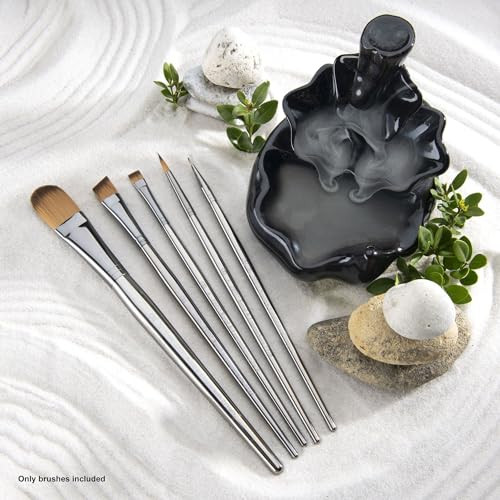 Royal and Langnickel Zen 5Pc Standard Handle Brush Set Includes Oval Wash Angular Round Chisel and Liner Brushes