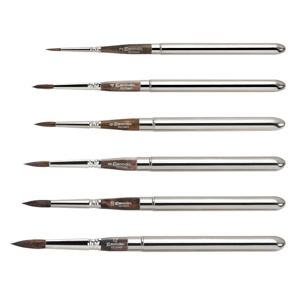 Escoda 1526 Ultimo Series Artist Watercolor Travel 6 Brush Set In Black Synthetic Leather Wallet Synthetic Squirrel