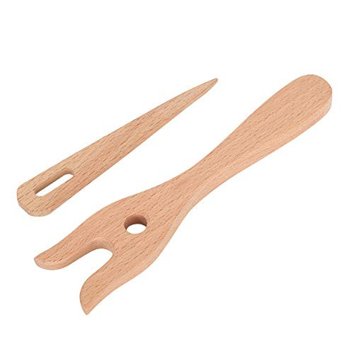 Naroote Knitting Fork And Eye Needle Kit 2Pcs Wooden Knitting Fork Tool Set Fork For Jewelry And Accessory Weaving For Diy Hand Embroidery Lovers
