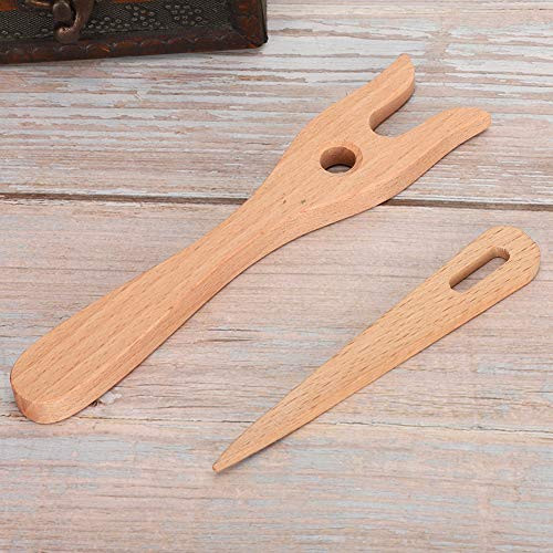 Naroote Knitting Fork And Eye Needle Kit 2Pcs Wooden Knitting Fork Tool Set Fork For Jewelry And Accessory Weaving For Diy Hand Embroidery Lovers