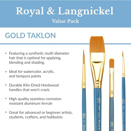Royal and Langnickel Brush Manufacturing Royal And Langnickel Zip N Close 7Piece Brush Set Gold Taklon