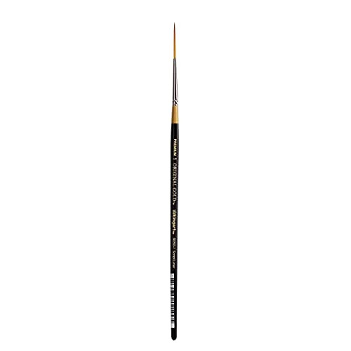 Kingart Premium 5 Pc Original Gold 9050 Series Script Liner Artist Brush Set Synthetic Golden Taklon Hair For Acrylic Oil And Gouache Paint Short Handle 5 Sizes 18/0 10/0 1 2 4