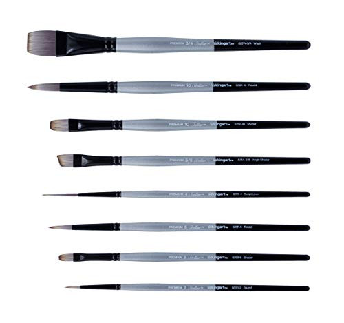 Kingart Stellar Series Premium Synthetic Blend Multimedia Artist Brushes Painting Tools For Oil Acrylic Watercolor And Gouache Set Of 8 Paintbrushes