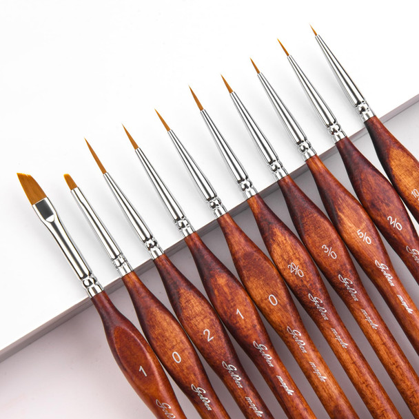 Golden Maple Miniature Paint Brushes Drybrush10Pcs Micro Detail Paint Brush Set Small Fine Detail Brushes For Acrylic Watercolors and Paint By Number Figurine
