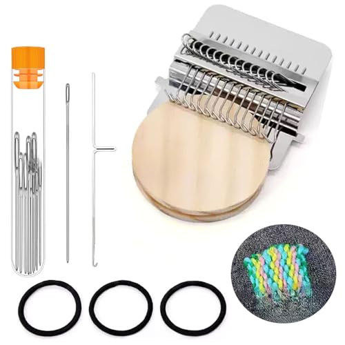 Leyjin Patch Maker 20 Kit Portable Darning Loom For Beginners Knit Patch Kit For Holes Repair On Socks Clothes and Jeans Patchwork Weaving Tool Set For Quick Sewing Mending 14 Hooks