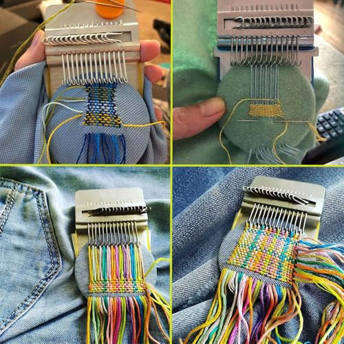 Leyjin Patch Maker 20 Kit Portable Darning Loom For Beginners Knit Patch Kit For Holes Repair On Socks Clothes and Jeans Patchwork Weaving Tool Set For Quick Sewing Mending 14 Hooks