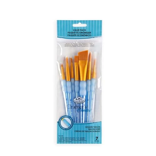 Royal and Langnickel And Langnickel Rcc 404 CrafterS Choice Angular Taklon Variety Brush Set Gold Pack Of 7