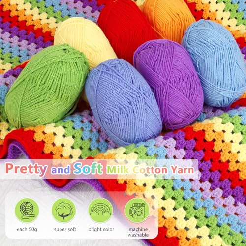 Reessy Crochet Blanket Kit For Beginners Easy Crochet Kit For Beginners Adults and Kids With StepByStep Video Instructions 43Pcs Colorful Rainbow Stripe Learn To Knit Kits For Beginner