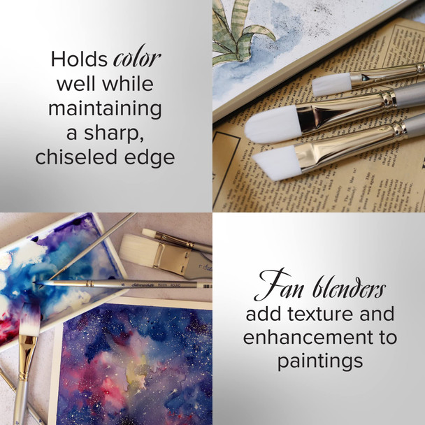 Silver Brush Limited 1504S6 Silverwhite Fan Brush Watercolor Acrylics Gouache Or Oil Brush Short Handle Size 6