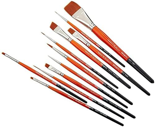Kingart 1080B Premium Radiant Series Golden Synthetic Brushes Acrylic Oil And Watercolor Set Of 12
