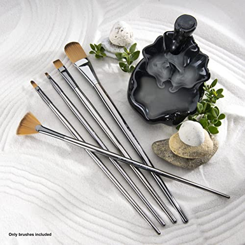Royal and Langnickel Zen 5Pc Long Handle Brush Set Includes Filbert Fan and Bright Brushes