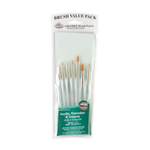 Royal and Langnickel Rset9158 Royal Zip N Close Gold Taklon Clear Acrylic Handle Detail Brush Set 105 X 39 X 05 Multicolor 7Piece