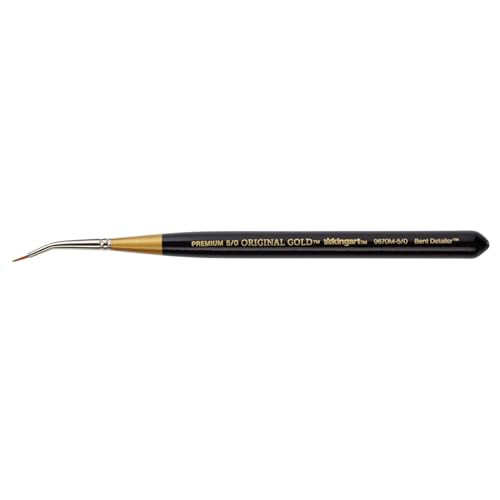 Kingart Premium Original Gold 9670M10/0 Micro Detail Tightspot Detailer Mini Thick Handle Series Artist Brush Golden Taklon Synthetic Hair For Acrylic Watercolor Ogouache Painting Size 10/0