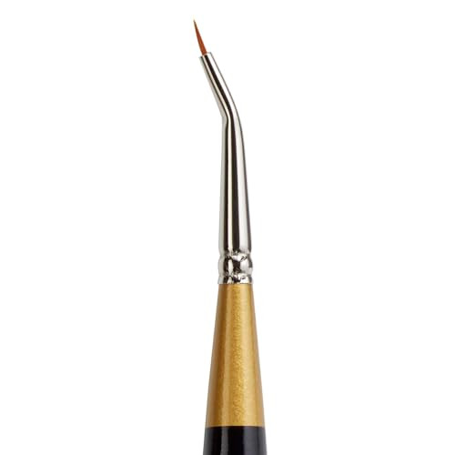 Kingart Premium Original Gold 9670M10/0 Micro Detail Tightspot Detailer Mini Thick Handle Series Artist Brush Golden Taklon Synthetic Hair For Acrylic Watercolor Ogouache Painting Size 10/0