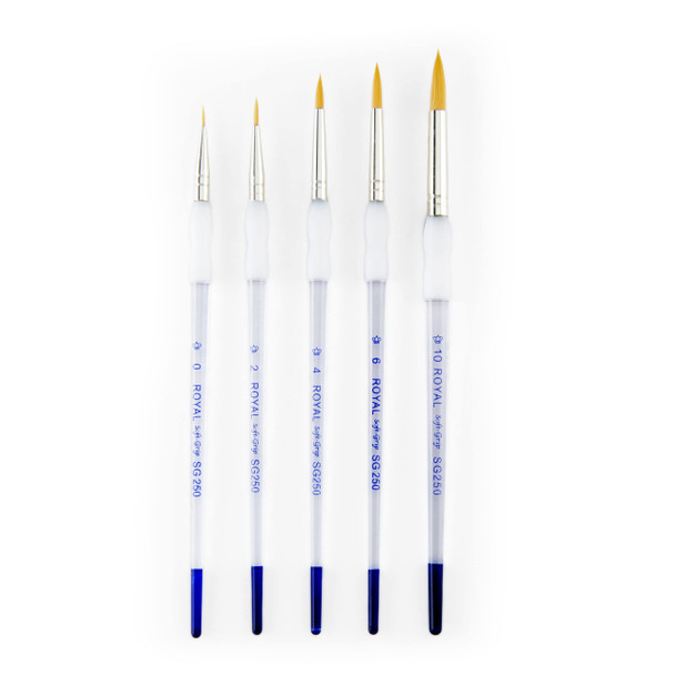 Royal and Langnickel 5Pc Soft Grip Gold Taklon Paint Brush Set Round Sg303