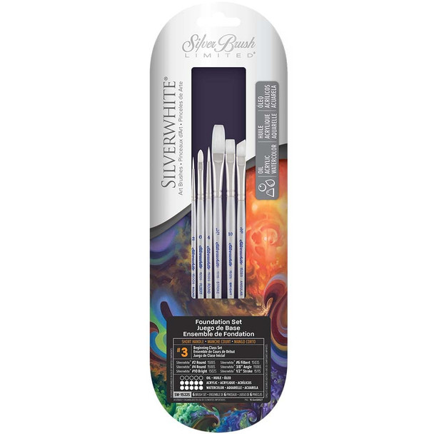 Silver Brush Limited Silverwhite White Taklon 4Pc Watercolor Brush Set