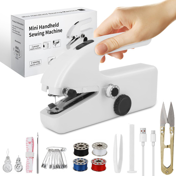 Vioxia Handheld Sewing Machine Cordless Portable Mini Handheld Sewer Pocket Sewing Machine For Quick Repairs Handy Stitch Travel Stitch Sew Quick Home and Diy Fabric BlackWhite