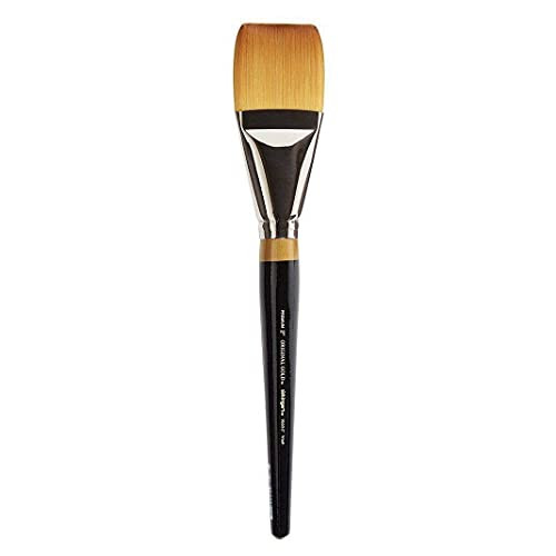 Kingart Premium Original Gold 95502 Wash/Glaze Series Artist Brush Golden Taklon Synthetic Hair Short Handle For Acrylic Watercolor Oil And Gouache Painting Size 2