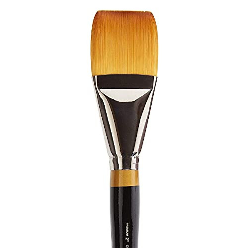 Kingart Premium Original Gold 95502 Wash/Glaze Series Artist Brush Golden Taklon Synthetic Hair Short Handle For Acrylic Watercolor Oil And Gouache Painting Size 2