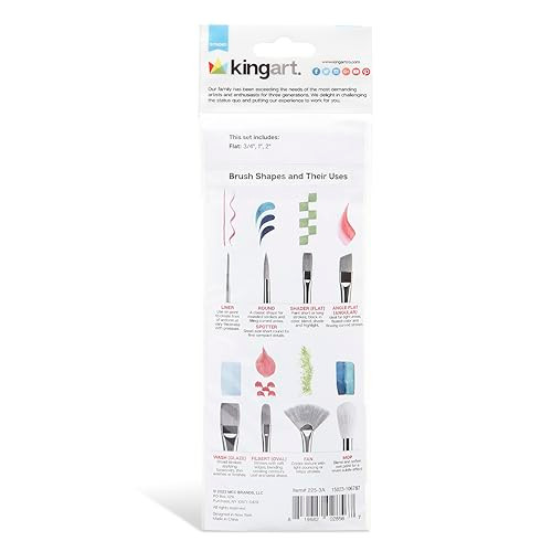 Kingart 3Piece Paint Brushes Acrylic Painting Brush Set Watercolor Brushes Acrylic Brushes For Oil Watercolor Nail Miniature Detailing And Rock Painting