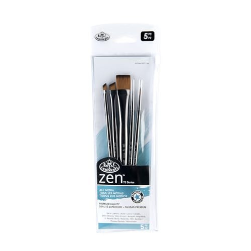 Royal and Langnickel Zen Series 73 Set Of 5 Brushes Standard Handle Synthetic Filament Wash 3/4