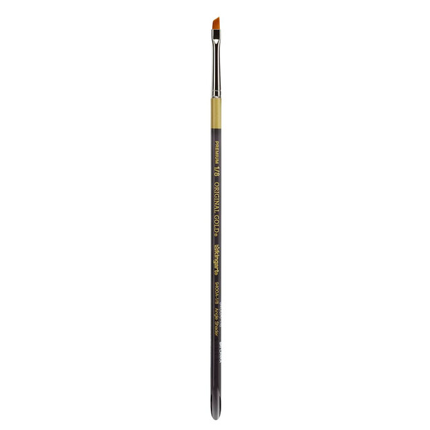 Kingart Premium Original Gold 9400A1/8 Angular Shader Artist Brush Golden Taklon Synthetic Hair Acrylic Watercolor Oil and Gouache Paint Short Acrylic Handle Size 1/8