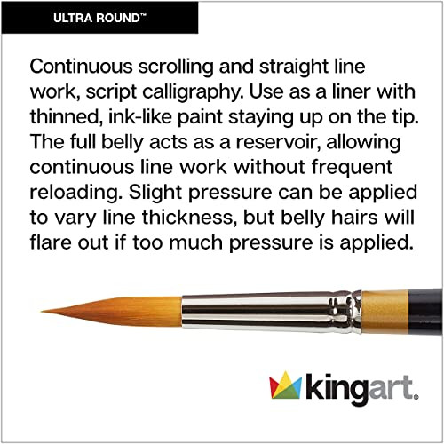 Kingart Original Gold 9020 Ultra Round Series Premium Golden Taklon Multimedia Artist Brushes Set Of 8 Sizes Sizes 2 4 6 8 10 12 14 16