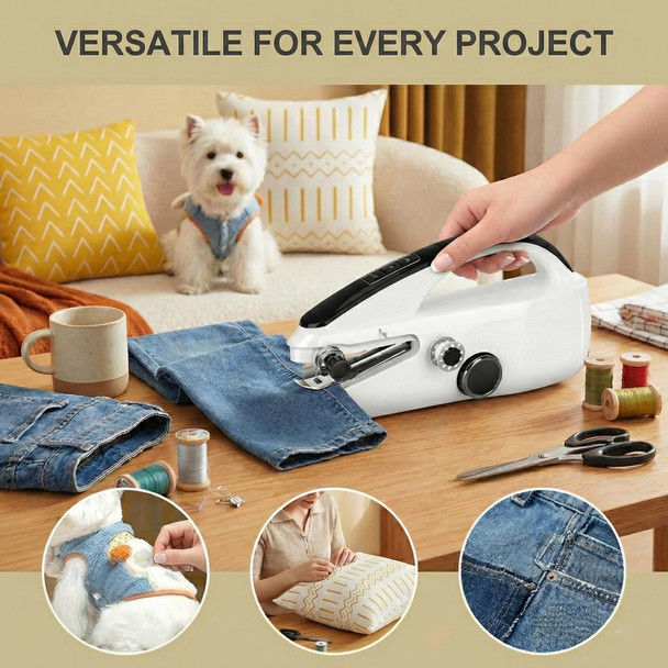 Yoleyuan Portable Mini Sewing Machine For Beginners Portable Handheld Sewing Machine With Dual Speed and Power Modes Quick Stitch For Home Travel Diy Repairs Easy To Use