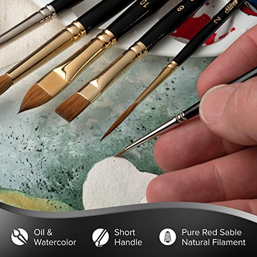 Silver Brush Limited 7100S6 Renaissance Pure Red Sable Short Handle Premium Quality Brush Round Size 6